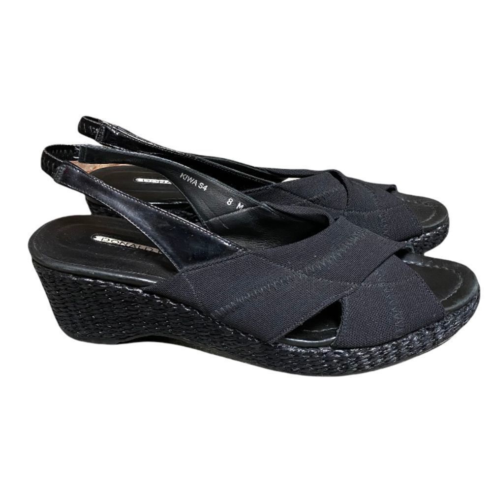 Donald J. Pliner Black Kiwa Slingback Wedge Sandals